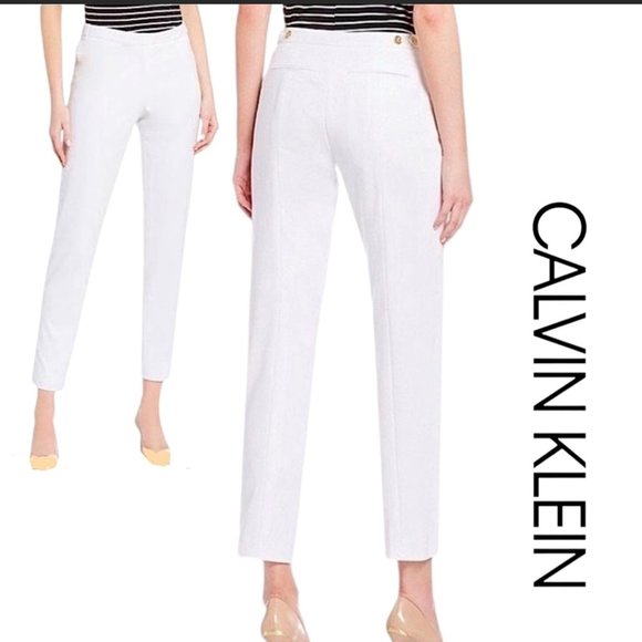 CALVIN KLIEN | White Straight-Leg Dress Pants (Size 14P) - Picture 2 of 12